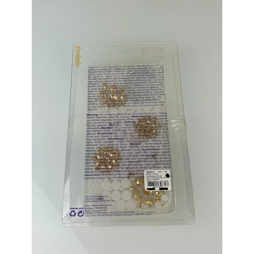 Claire's Iphone 12 ProMax Protective Phone Case White Pearl Rhinestone Floral